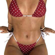 2026 New Swimsuit For Small Busts, Push-Up, Hot Spring, Two-Piece Beach Bikini For Women - Brick Red - View 6