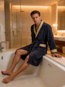 1 buah Jubah Mandi Lembut & Nyaman, Pakaian Santai Unisex untuk Pasangan, Cocok untuk Hotel, Spa, Kolam Renang, Penggunaan Pribadi atau Hadiah - MultiWarna - View 6