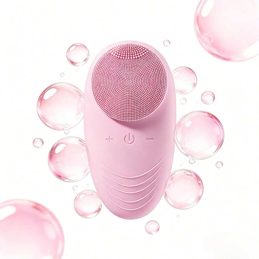 New Silicone Facial Cleansing Brush Electric Pore Cleaner Ultrasonic Face Massager For Deep Cleansing And Skin Rejuvenation With Soft Bristles And Waterproof Design Perfect For All Skin Types - Hồng - Xem 1