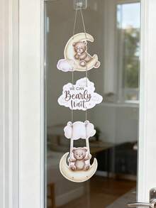 Conjunto de 1 decoração de porta de papel com tema de urso marrom para chá de bebê, decoração para festa de chá de bebê, festa temática de revelação de gênero, menino ou menina, decoração de porta de papel para chá de bebê, banner para pendurar com design de ursinho de pelúcia "Mal podemos esperar", decoração de fundo para festa de recém-nascido, decoração para pendurar na porta, adereços para fotografia, artigos para festa de chá de bebê, decoração para festa de aniversário com tema de ursinho de pelúcia, presente para chá de bebê, lembrancinha de festa - Urso pardo - Ver 8