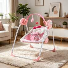 Baby Swing,Portable Baby Swing,Foldable Baby Swing,Baby Swing With Timer For 0-9 Months 6-20 Pounds,Adjustable Speed 5-Point Harness Indoor Outdoor Travel Baby Swing Halloween Christmas Holiday For Newborns Gifts - Pink - View 11