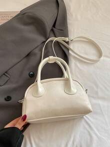 Túi xách bowling đa năng, bóng bẩy, thời trang, túi đeo vai và đeo chéo tối giản phong cách thường ngày dành cho nữ mùa xuân mới, chất liệu cao cấp. - Màu be - Xem 5