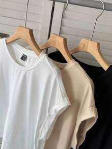 Set de 3 camisetas básicas de manga corta de unicolor, tops casuales, tops básicos para salir, tops de aeropuerto para mujer, tops de streetwear, tops de verano para mujer, 3 piezas, tops cortos, tops para mujer, camisetas para mujer, tops para - Multicolor 5 - Ver 4