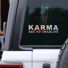 1 pieza Pegatina dorada vibrante con la frase "Karma Cycle Endless". Esta calcomanía de vinilo brillante y creativa es adecuada para aplicar en automóviles, camiones, motocicletas y computadoras portátiles. - A - Ver 1