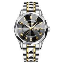 Men's Luxury Watch With Large Dial, Luminous Hands & Dual Date Display - Analog Wristwatch, Stainless Steel Suitable For Business, Professional & Casual Attire - Golden Watch For Men - Golden and Silvery - View 10