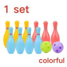 1 Set 12cm Plastic Bowling Set, 10Pcs Colorful Bowling Pins With 2 Balls, Indoor Outdoor Bowling Sports, Birthday Party & Family Activity - Multi-color 1 Set - View 10