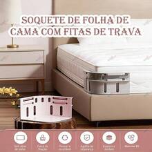 Prende Lençol Antideslizante Elástico Ajustável Para Colchão Cama Sem Prego - Branco - Visão 5