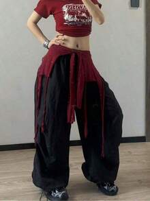 1pc Shiny Jazz Dance New Sexy Sequin Flowy Top, Belly Dance Chiffon Shawl Shoulder Sleeve Shawl, Hip Scarf, Waist Scarf, Skirt, Suitable For Stage Performance, Nightclub, Disco, Festival, Party, Banquet - Áo khoác ngoài màu đen (có thể dùng như thắt lưng) - Xem 1