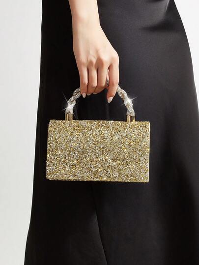 REMANLAND Fashionable & Elegant Diamond Handbag & Shoulder Bag, Formal Evening Clutch Purse For Women, Suitable For Weddings, Bridesmaids, Parties, Christmas, Halloween Galas, Birthdays, Cocktail Events, And Professional Occasions