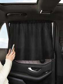 Black Car Sunshade, Suction Cup Sunshade - Easy To Install And Slide The Curtain Conveniently, Sunscreen, Heat Insulation, Privacy Curtain Suitable For Hot Weather And Outdoor Travel, Fits Most Cars - Suction Cup Sunshade - View 3