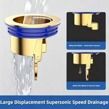 2-In-1 Bathroom & Kitchen Drain Core, Copper Toilet Drain Strainer, Anti-Odor & Anti-Insect Device, Spring-Loaded Self-Sealing Core, Straight Insertion Portable Drain Plug, Universal Hidden Drain Core, Leak-Proof Function, NYYL - Silver - View 3