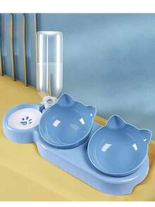 Juego de 3 en 1 de tazones para mascotas con dispensador de agua automático, incluye tazones inclinados para comida y agua de gato con botella de agua por gravedad, ¡mantiene a tu mascota hidratada y alimentada! - 500ml - Ver 15