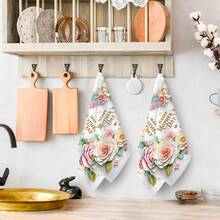 1/2/4/6pcs Colorful Floral Print Dish Towels - 16x24 Inches, Soft Floral Pattern Kitchen Towels, Modern Style, Machine Washable Towels, For Seasonal Decor, Can Be Used As Napkins, Placemats, Housewarming Gifts, Suitable For Kitchen, Bathroom, Outdoor Activities, Parties, Afternoon Tea Decoration, Home Supplies - Multicolor - View 2