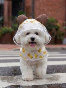 LUCKIE PAL 1件可爱小熊图案防水雨衣，适合吉娃娃等小型犬，宠物雨衣，猫狗雨天外出必备 - 彩色 - 查看 7