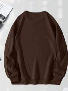 Crew Neck Sweatshirt Without Print, Winter Fashion Jacket, Unisex, Women's, Men's. - Rỉ Nâu - Xem 2