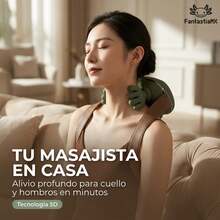 Masajeador de Cuello y Hombros Premium, Diseño Biónico de Manos Reales con Calefacción Ajustable 40°/45°, Inalámbrico con Malla Transpirable para Relajación Multiescena - Verde - Ver 10