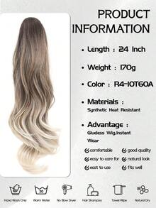 WaveTrip Vacation-Inspired Women's Summer Clothing, 24-Inch Ombre Wavy Curly Clip-In Heat Resistant Synthetic Hair Extensions, Suitable For Women And Girls For Party And Daily Use - Multicolor - View 2