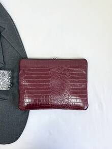1pc 11"/13"/15" Student Laptop Bag, Burgundy Crocodile Grain PU Casual Unisex Laptop Sleeve, Tablet Pouch, File Bag, Notebook Case, Laptop Carrying Bag, Suitable Compatible With MacBook, HP, Suitable For Girls, Teens, Boys, College Students, 9-15" Tablet Sleeve, Fit Compatible With Ipad Air 4/5, Pro - Burgundy - View 7