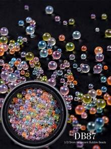 2盒幻彩美人魚美甲珠組，混色尺寸1/2/3mm & 2.8mm AB色氣泡樹脂美甲魚子珠，夏季彩虹水滴美甲飾品，DIY壓克力美甲、美甲沙龍美甲配件用品 - 彩色 - 查看 7
