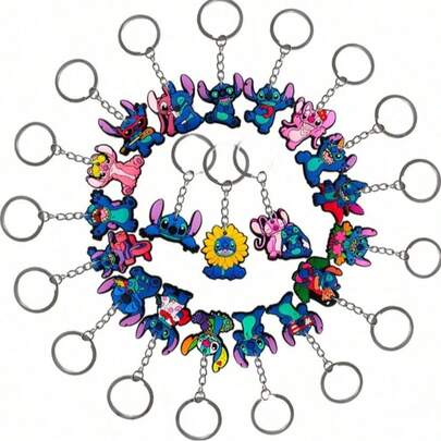 Disney 1/20 chiếc móc khóa silicon hình Stitch, phụ kiện túi xách dễ thương, trang trí xe hơi, unisex, quà tặng treo túi, trang trí xe hơi ngày Valentine, trang trí bao bì, mặt dây chuyền ba lô, thích hợp cho trường học, quà sinh nhật, trang trí bao bì sáng tạo, trang trí bao bì xe hơi.