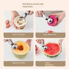 1 muỗng múc kem, muỗng múc kem cao cấp có cần gạt, muỗng múc kem bằng thép không gỉ, muỗng múc kem bằng kim loại chắc chắn, muỗng múc dưa hấu, muỗng tráng miệng, dùng được trong máy rửa chén, thích hợp cho sữa chua đông lạnh, kem, bánh mì sandwich, dụng cụ nhà bếp, quà tặng tốt nghiệp - Bạc - Xem 8