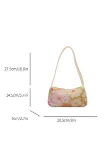 Floral Sequin Embroidered Underarm Bag, Women's Elegant Mesh Fabric & PU Trim Shoulder Hobo Bag For Daily & Party - Green - View 2
