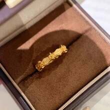 18K guldpläterad minimalistisk öppen ring med irisblomma för kvinnor, fransk retro elegant - Guld - Visa 2