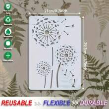 10个可重复使用的蒲公英大号模板 - 花卉和蝴蝶图案，DIY绘画模板 - 植物模板 - 查看 3