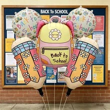 5 peças/Conjunto Balões de Folha de Alumínio em Formato de Lápis - Design "A Escola é Legal", Decoração Colorida de Campus para a Temporada de Volta às Aulas, Bottom de Festa e Decoração de Sala de Aula, Presentes de Volta às Aulas, Decoração de Atmosfera Alegre, Balões Impressos de Alta Qualidade - A - Visão 4
