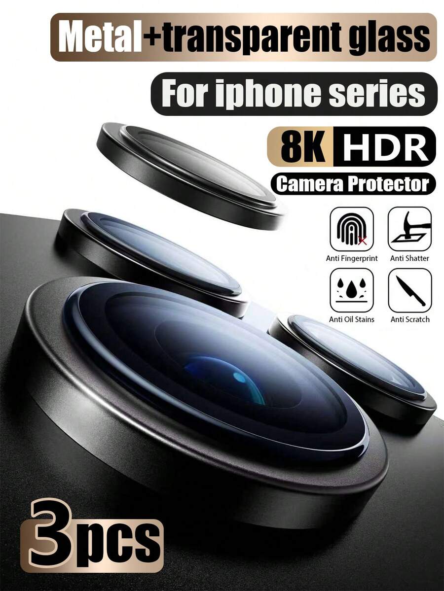 Bộ 3 miếng dán bảo vệ ống kính hợp kim cho iPhone 16 Pro Max/16 Pro, vừa khít 1:1 với ống kính camera gốc, siêu trong suốt, kính hàng không 9H+ chống trầy xước, dễ dàng lắp đặt, không ảnh hưởng đến chụp ảnh ban đêm, phù hợp với các dòng 17 Pro Max/17 Pro/17 Air/17 E/17/16 Plus/16 E/16/15/14/13/12/11. Phụ kiện điện thoại, tương thích với ốp lưng, kết hợp tính thẩm mỹ và bảo vệ, quà tặng Ngày của Mẹ, quà sinh nhật. - màu đen - Xem 1