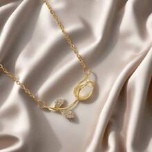 1 chiếc dây chuyền hình hoa tulip bằng thép không gỉ mạ vàng 18K, kiểu dáng thời trang Pháp, phù hợp cho tiệc tùng, hẹn hò hoặc công sở. - Nhiều màu - Xem 2