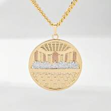14K Gold Plated Copper Last Supper Vintage Religious Style Women's Necklace, 60cm Classic Cuban Chain, Exquisite Delicate Non-Exaggerated Personalized Pattern, Perfect As Communion Souvenir And Baptism Gift, Suitable For Daily Wear And Religious Ceremonies, Gentle And Elegant - Yellow Gold - View 9