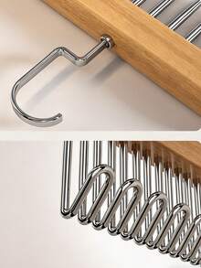 1pc Light Wood Color / Natural Wood Color / Vintage Color / Cream White Hook Hanger, Eight-Hook Solid Wood Household Hanger For Vests, Underwear, And Camisoles, Multi-Functional Rotatable Wave Hanger - Multicolor - View 6