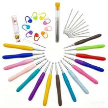 44pcs Ergonomic Crochet Hook Set, Includes 2-10mm Soft Rubber Handle Hooks, Knitting Stitch Markers, Knitting Needles, Measuring Tape, Comfortable Knitting DIY Tools - AND Style - View 10
