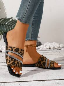 Europäischer und amerikanischer Stil Große Größen Damen bequeme einfache Träger große Blume Quadratische Zehenkappe Flache Slide Sandalen, Lässige Mode Outdoor Strand Sommer Schuhe - Verschiedenfarbig - Übersicht 6