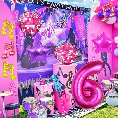 Bộ 9 bóng bay trang trí sinh nhật chủ đề nhạc K-Pop, bao gồm bóng bay hình nốt nhạc, bóng bay số 0-9 màu hồng cánh sen 32 inch, bóng bay disco màu hồng cánh sen, thích hợp để trang trí tiệc sinh nhật chủ đề nhạc K-Pop, trang trí tiệc sinh nhật, trang trí video ngắn, trang trí chủ đề nhạc Karaoke, tiệc sinh nhật chủ đề disco, tiệc khiêu vũ chủ đề bầu trời sao, đồ dùng cho tiệc khiêu vũ năm mới.