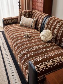 1 chiếc vỏ gối sofa họa tiết hình học Bohemian, chất liệu jacquard chenille mềm mại, bảo vệ đồ nội thất bốn mùa, chống trượt, chống bụi, chống nhăn, bền, chống trầy xước do mèo, phù hợp với sofa 1-4 chỗ và sofa hình chữ L. - Cà phê nâu - Xem 3