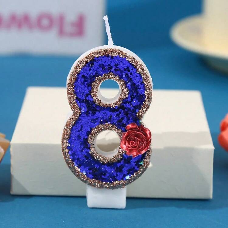 Red Rose Flower Digital Birthday Candle Cake Decoration Party Birthday Handmade DIY Digital Candle0-1-2-3-4-5-6-7-8-9 - Multicolor - View 10
