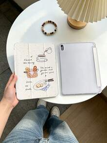 1 chiếc ốp lưng máy tính bảng họa tiết bánh mì nướng và cà phê, tương thích với iPad Mini4/Mini5/Mini6/Mini7/Air/Air2/9.7/10.2/10.5/Air4/Air5/10.9/Pro 11-Inch/Thế hệ thứ 10/ Air 11-In.(M2)-2024/ Pro11-In.(M4)-2024/Air 11-Inch (M3) 2025/ (A16) 11 Inch Thế hệ thứ 11 2025/ Air 8(M4)2026(11-Inch), Galaxy Tab A8 10.5 Inch 2022. Bao gồm khe cắm bút cảm ứng tích hợp, chân đế gập 3 lần, bảo vệ cạnh mềm TPU, chức năng ngủ/thức từ tính, ốp lưng máy tính bảng tối giản/dễ thương/sáng tạo/vui nhộn/cá nhân hóa. - Nhiều màu - Xem 4