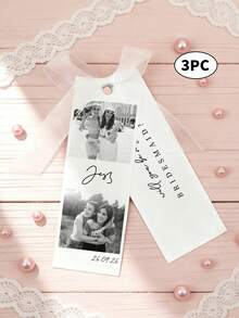 1/3 Sets Customized Photo & Text Bridesmaid Proposal Cards, Minimalist Style Bridesmaid Proposal Card Template With Bow, Will You Be My Bridesmaid Cards - Multicolor - View 19