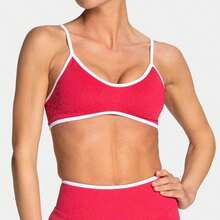 New Leopard Print Contrasting Color Trim Yoga Bra, Shockproof Sports Tank Top, Outdoor Back-Beautifying Fitness Underwear - Black - View 1