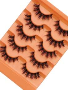 5 Pairs D Curl False Eyelashes 5D Fluffy Russian Volume Large Curl Mink-Like False Eyelashes - Black - View 2