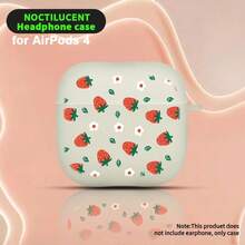 Ốp bảo vệ toàn màn hình màu trắng mờ, họa tiết hoa dâu tây, phát sáng trong bóng tối, tương thích với Apple 1/2/3/4, tương thích với tai nghe Bluetooth không dây Pro thế hệ thứ 2/3/4. - trắng - Xem 9