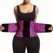 Leopard Print High Compression Back Support Waist Trainer Belt Gym Waist Cincher Trimmer Belt Tummy Control Body Shaper With Triple Wrap - 粉色 - 查看 13