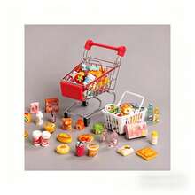 Xe đẩy mua sắm mini mô phỏng nhà búp bê, kèm đồ ăn và phụ kiện đồ chơi - Khung 4 bánh chắc chắn, giỏ mua sắm mở và ngăn chứa đồ phía dưới, phối màu (Hồng/Xanh lá cây/Xanh dương), thích hợp cho trò chơi nhập vai, trang trí nhà búp bê và các bữa tiệc theo chủ đề - Tương thích với búp bê và tượng nhỏ - Bao gồm thực phẩm mini và đồ ăn đồ chơi, bánh xe lăn êm, thiết kế nhỏ gọn và tiện dụng để khơi gợi trí tưởng tượng khi chơi. - Nhiều màu - Xem 16