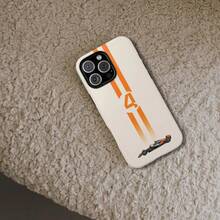 [24h Shipping From DE/FR/ES] Orange And White Striped Racing Phone Case, Milky White Background With Gradient Orange Lines + Racing Illustration, Shockproof, Full Coverage, Wear-Resistant Hard Case, Compatible With Multiple Models, Suitable For Racing Fans And Speed Enthusiasts, Compatible With Apple 17/16/15/14/13/12/11/X/Pro/Plus/Pro Max, And Also Compatible With Samsung S21/S22/S23/S24/S25/S26F - Image 1Pcs - View 4