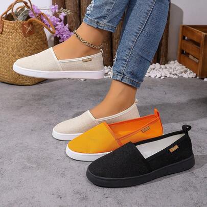 女士纯色帆布运动鞋，休闲软底多功能运动鞋，耐穿白色网球鞋/步行鞋，舒适日常活动鞋