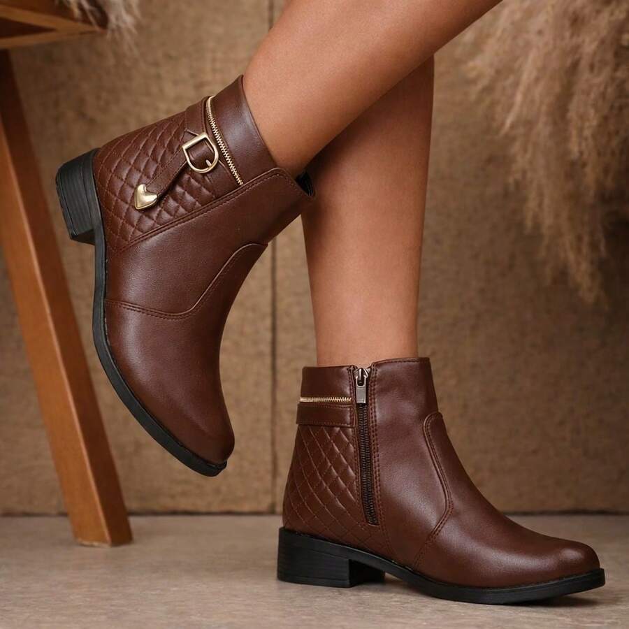 Women's Ankle/Mid-Calf Boot With Zipper, Exclusive Fashion For Rodeos, Parties, And Winter - 鏽棕色 - 查看 1