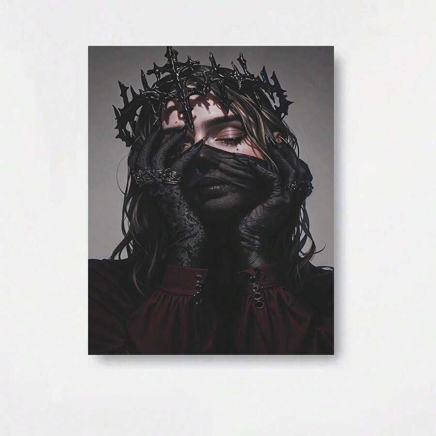 1 Pieza Retrato de la Reina Oscura Impresión 2D Sin Marco Lienzo Impermeable Arte Gótico Estético Misterioso Regalo Ideal para Oficina Café Hogar Sala Dormitorio Aula Cocina Decoración de Pared - Enmarcado - Ver 1