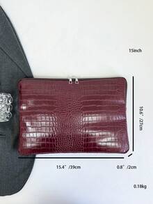 1pc 11"/13"/15" Student Laptop Bag, Burgundy Crocodile Grain PU Casual Unisex Laptop Sleeve, Tablet Pouch, File Bag, Notebook Case, Laptop Carrying Bag, Suitable Compatible With MacBook, HP, Suitable For Girls, Teens, Boys, College Students, 9-15" Tablet Sleeve, Fit Compatible With Ipad Air 4/5, Pro - Burgundy - View 2